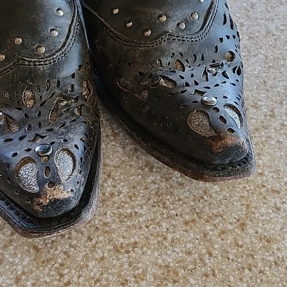 Women's Corral Fango Antiqued Studded & Silver Inlay Boots Size 9.5M - Picture 6 of 16